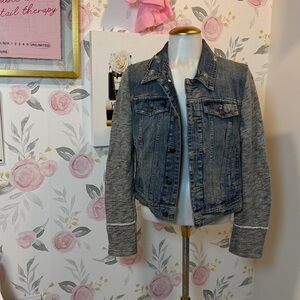 Free People Jean Jacket with Fabric Sleeves